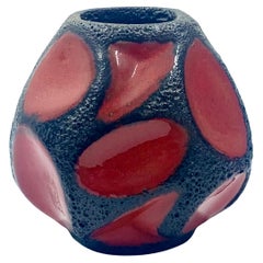 Vaso a sfera Roth Keramik rosso e nero, Germania Ovest, C.C. 1970