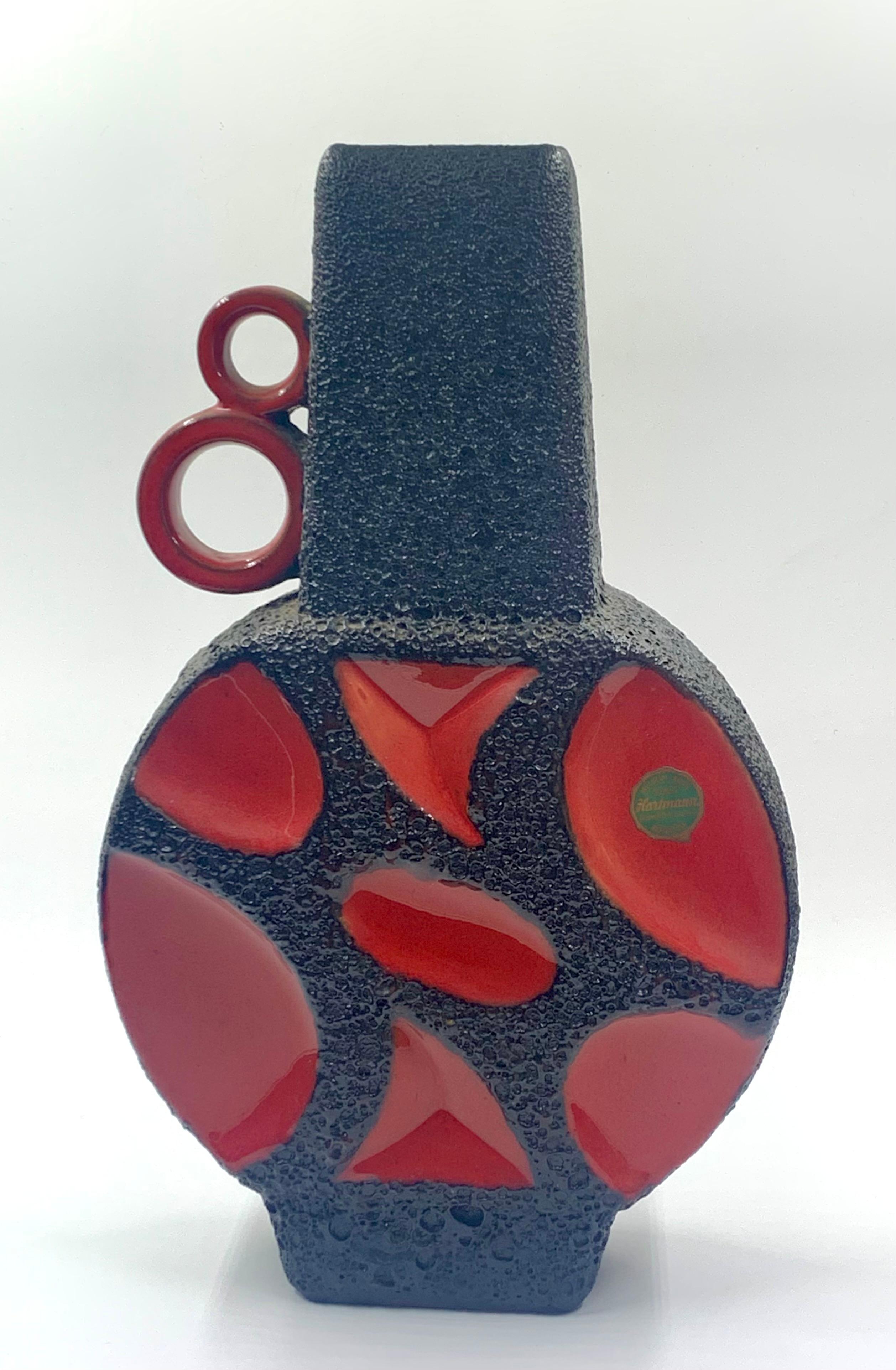 Esmalte de lava rojo y negro Roth Keramik, 41 cm Alemania Occidental, c. 1970. finales del siglo XX en venta