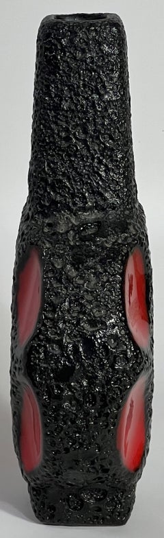 Roth Keramik Red Fat Lava Banjo Vase Germany 313