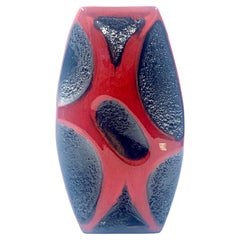 Roth Keramik vase in reverse colour way black and red, 26cm, West Germany, c1970