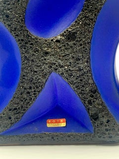 Roth Keramik very rare blue and black glazed ‘guitar’ vase, West Germany, c.1970