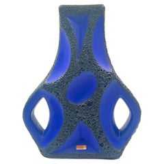 Vintage Roth Keramik very rare blue and black glazed ‘guitar’ vase, West Germany, c.1970