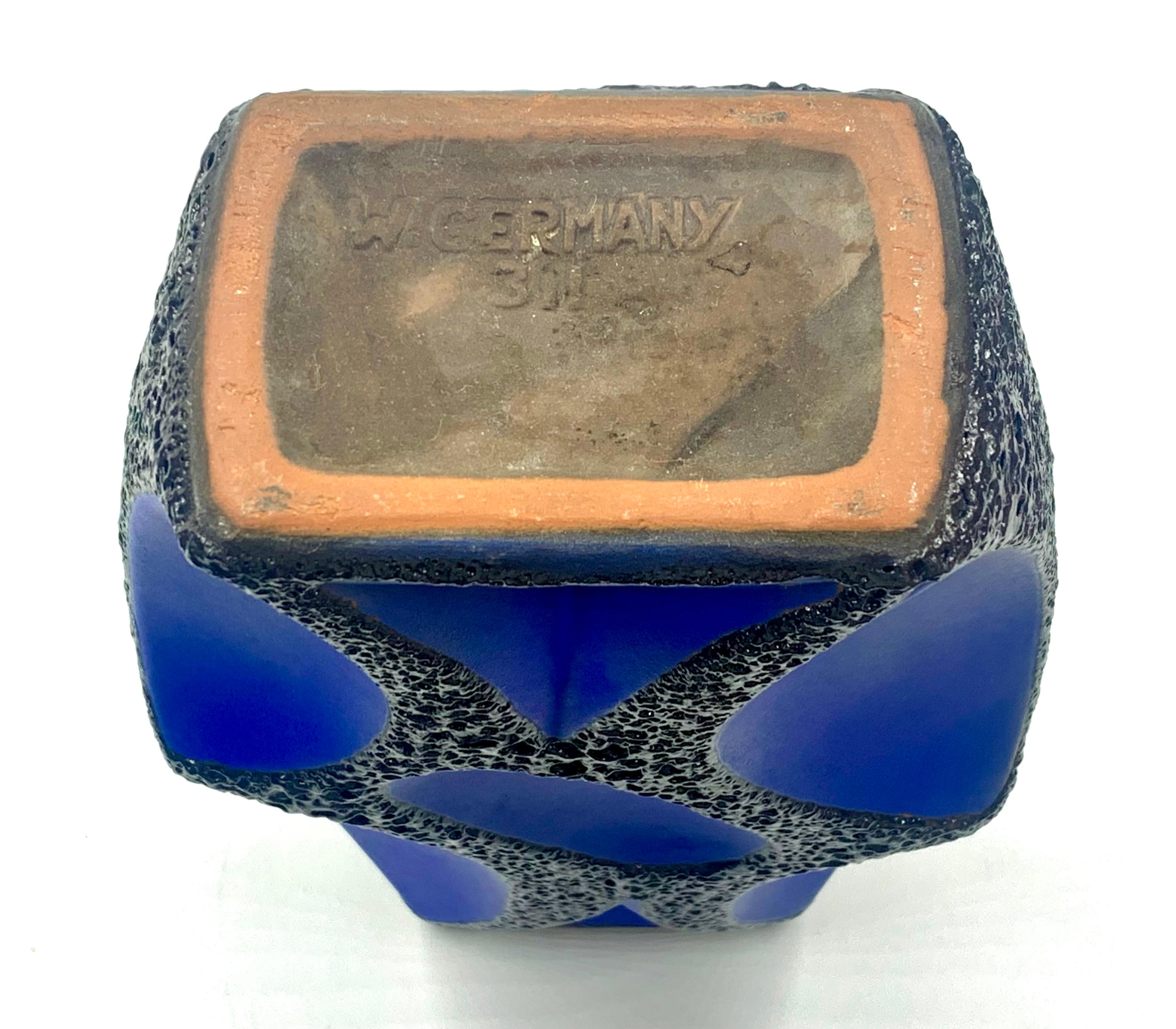 Roth Keramik very rare blue and black lava glazed vase, West Germany, c.1970 3