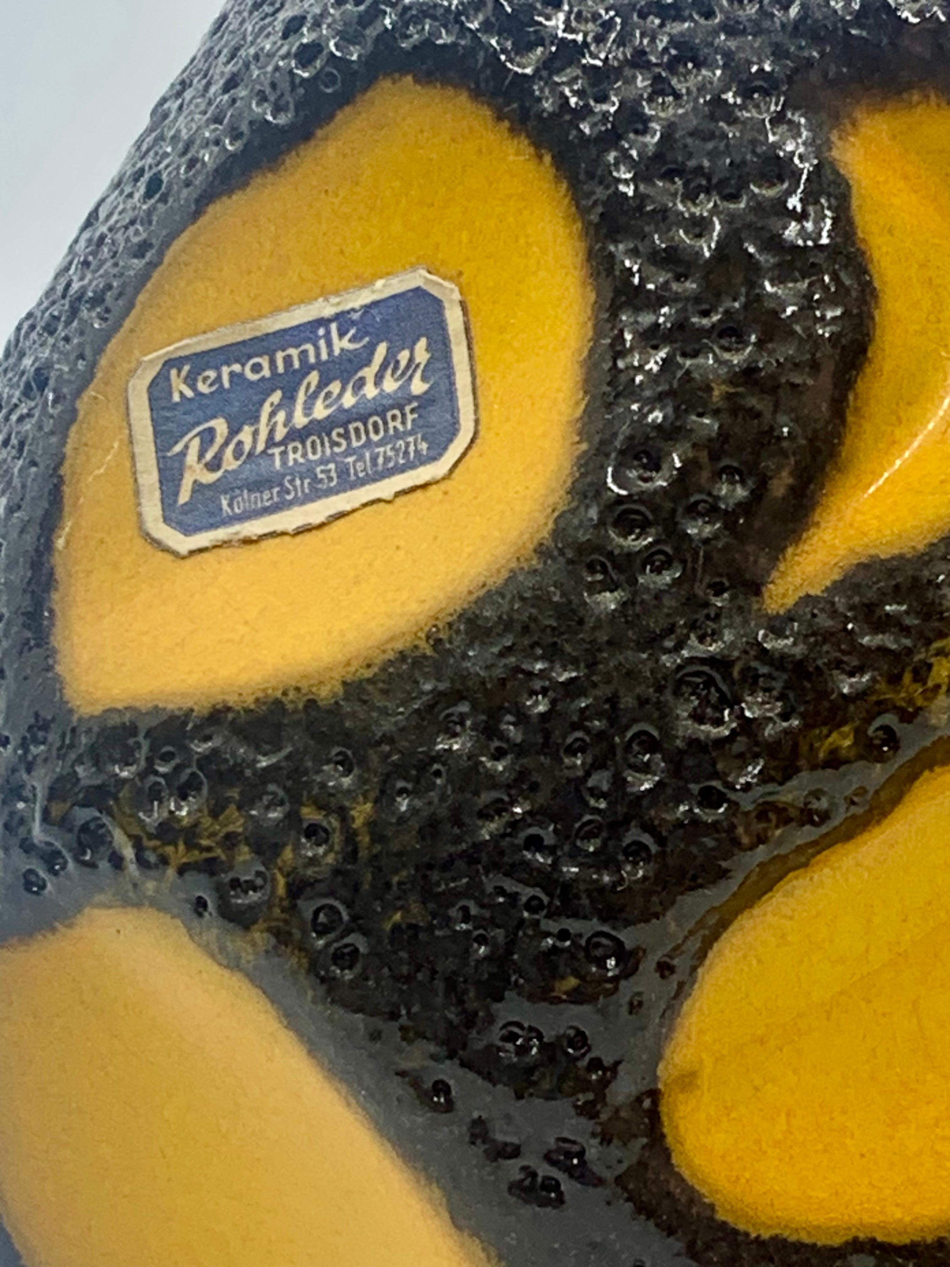 Roth Keramik yellow and black ball vase, West Germany, c.1970. In Good Condition In Pymble, NSW