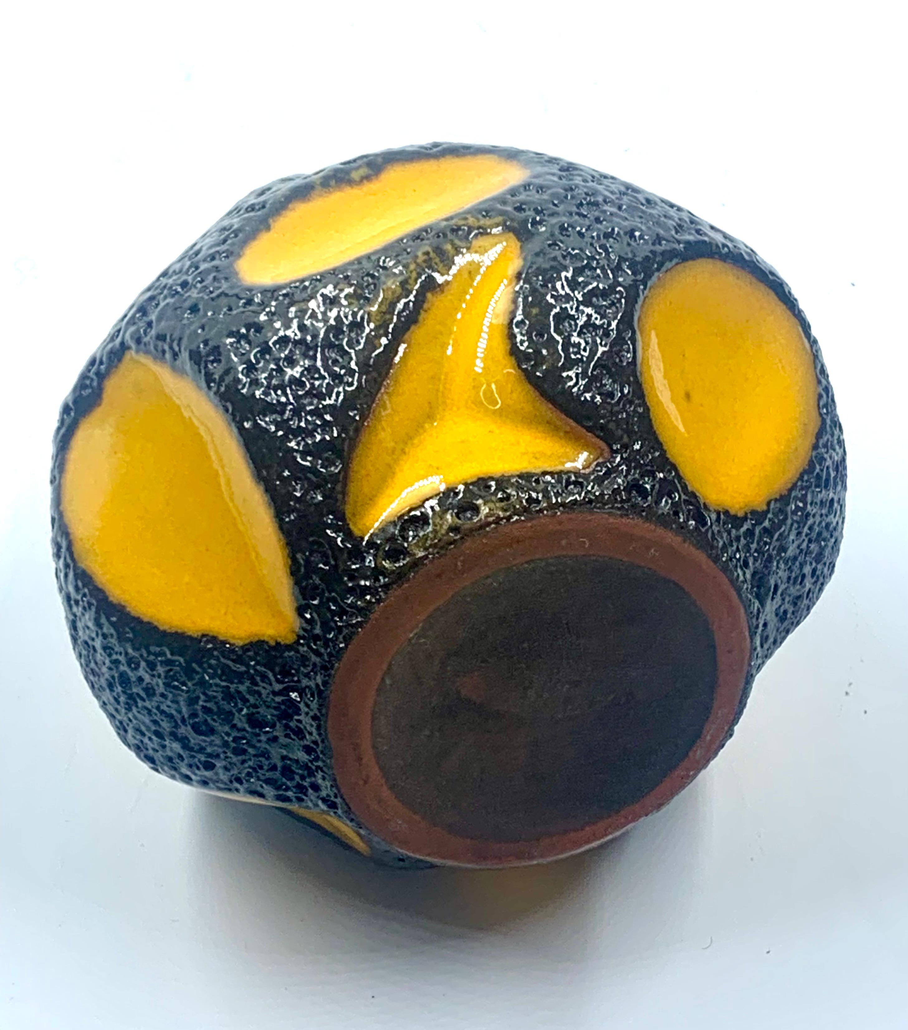 Roth Keramik yellow and black ball vase, West Germany, c.1970. 1