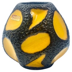 Roth Keramik yellow and black ball vase, West Germany, c.1970.