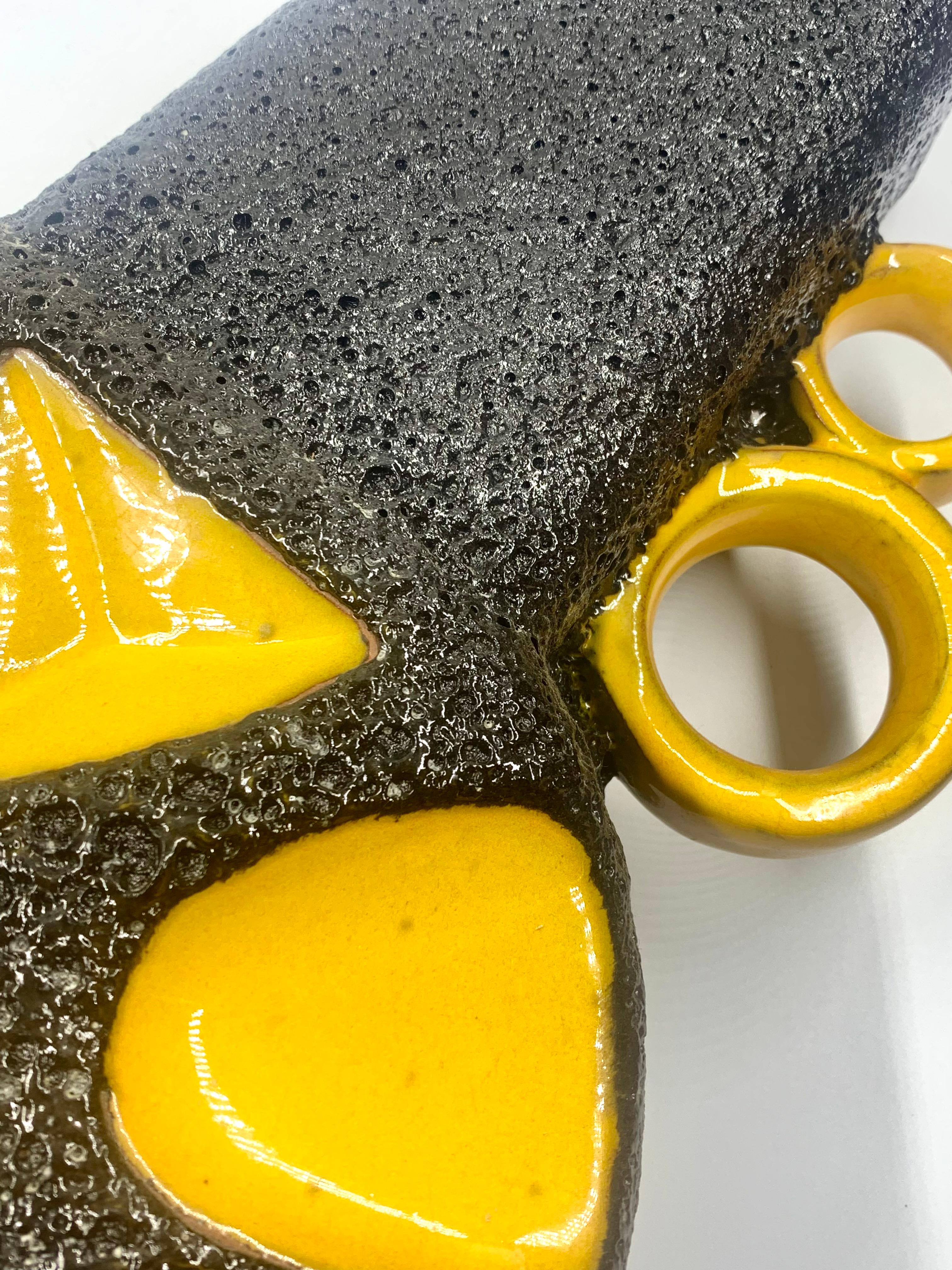 Roth Keramik, smalto lavico giallo e nero, 41 cm, Wet Germania, 1970 circa. in vendita 2