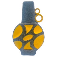 Esmalte de lava amarillo y negro Roth Keramik, 41 cm, Alemania húmeda, c. 1970.