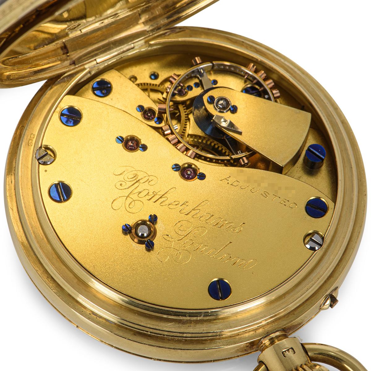 Rotherhams 18kt Gold Open Face PocketWatch with an Enamel Portrait of a Maharaja In Good Condition In London, GB