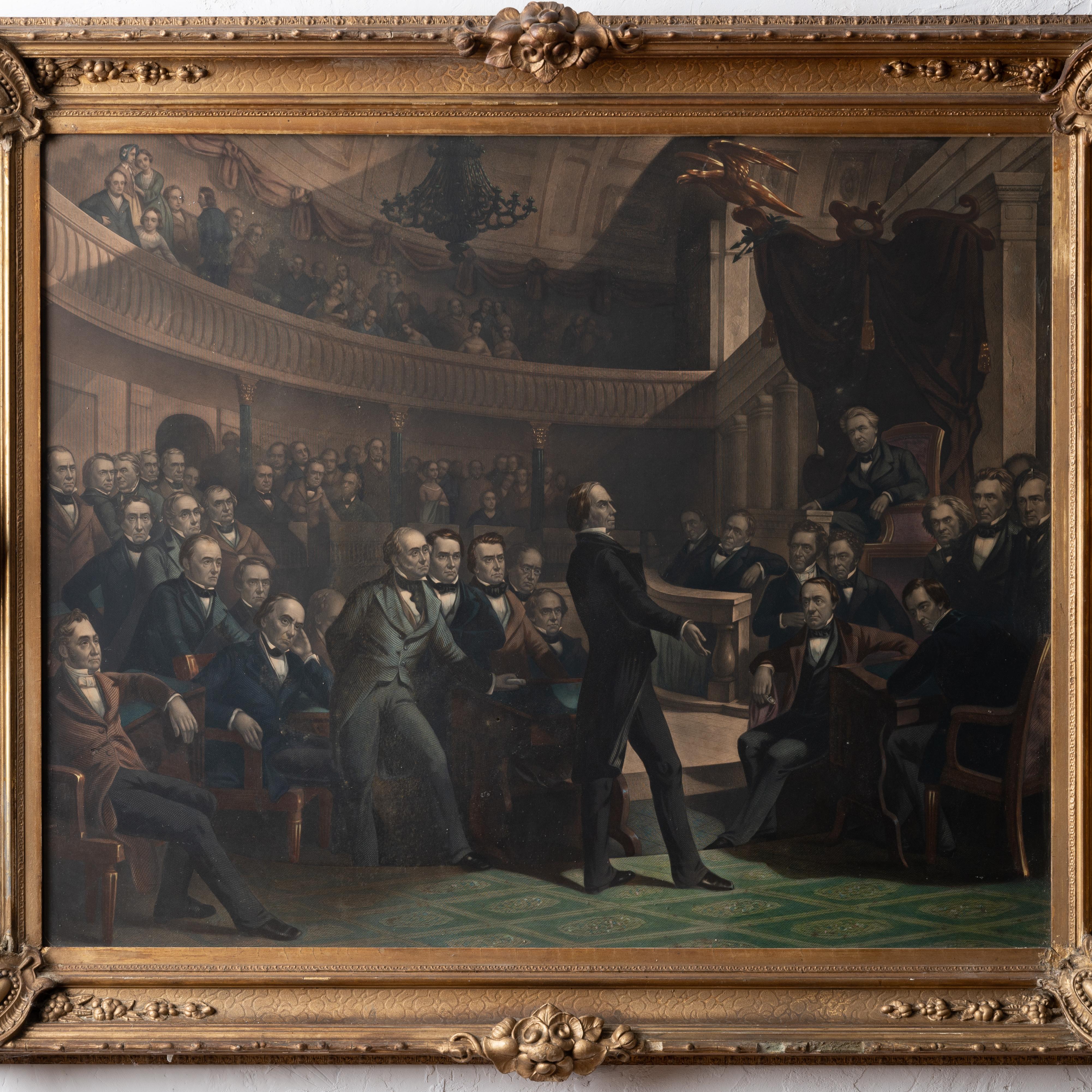 American Rothermel “The United States Senate, A.D. 1850” Henry Clay Compromise Engraving For Sale