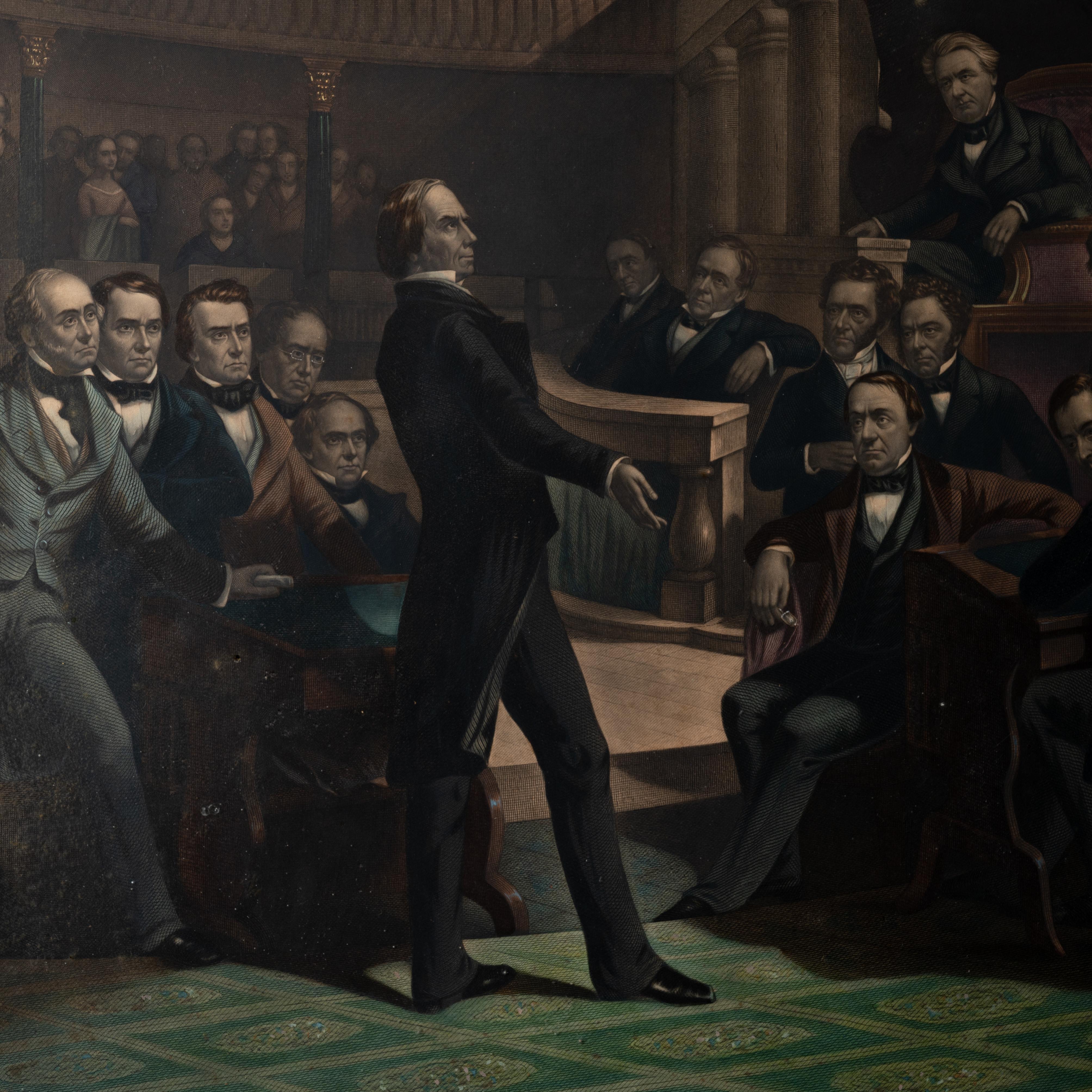 Rothermel The United States Senate, A.D. 1850 Henry Clay Kompromise-Stickerei-Stickerei im Zustand „Gut“ im Angebot in Savannah, GA