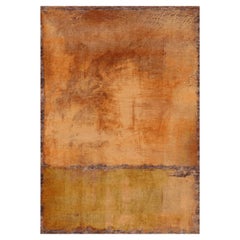 Rothko Inspired Hand Knotted Expressionist Wool Rug in Brown by Gordian