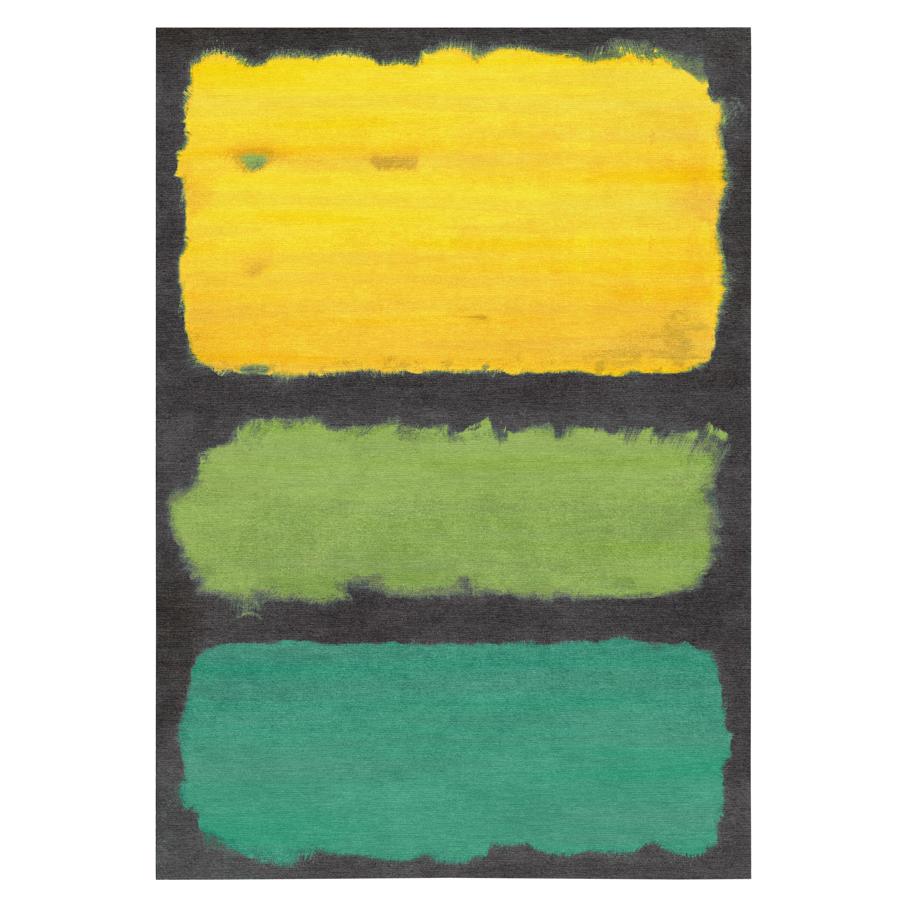 Rothko Inspired Multicolored Hand Knotted Expressionist Wool Rug by Gordian For Sale