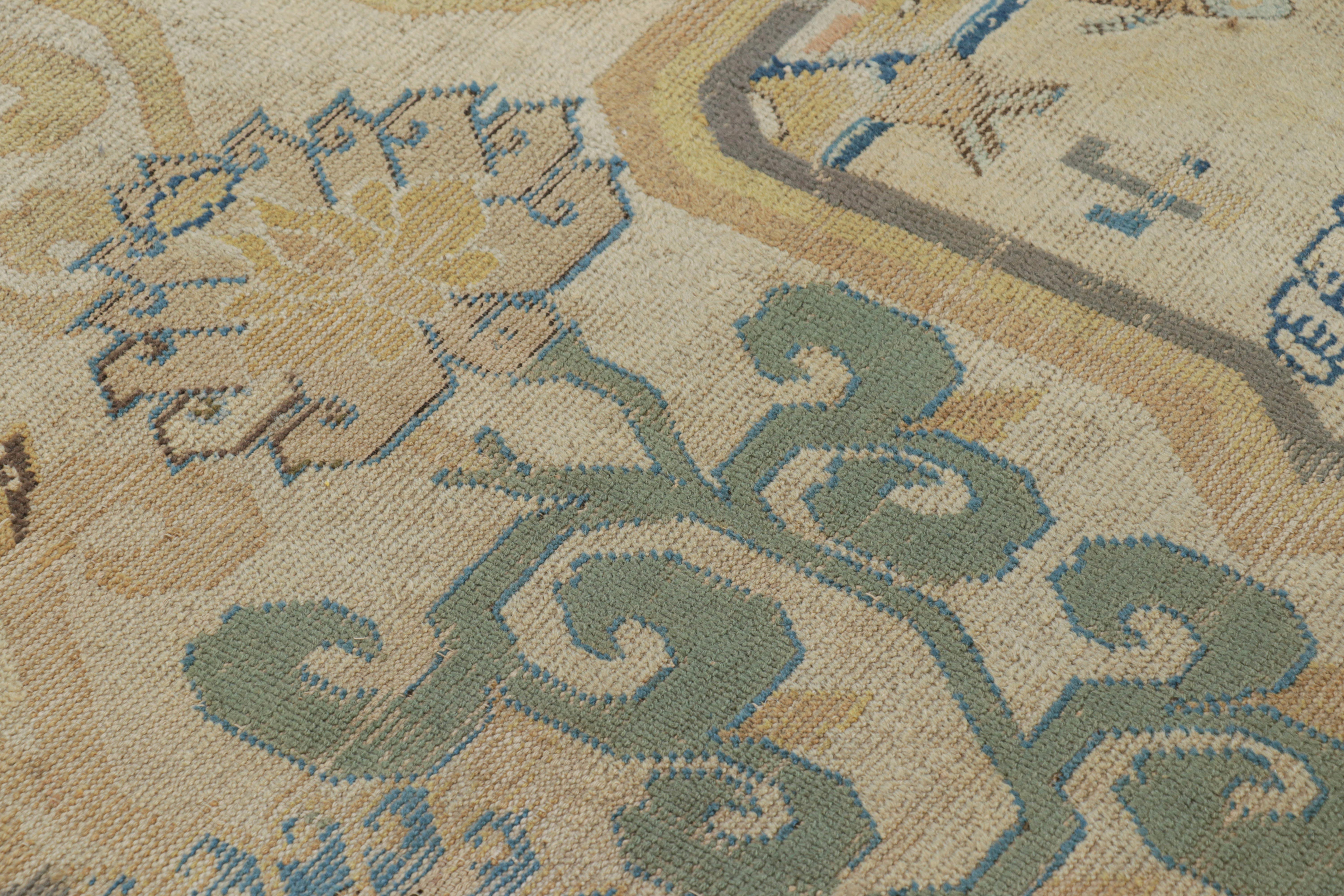 Laine Tapis carré Ningxia chinois ancien Rothschild avec fleurs en vente