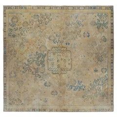 Rothschild Antique Chinese Ningxia Square Rug with Florals