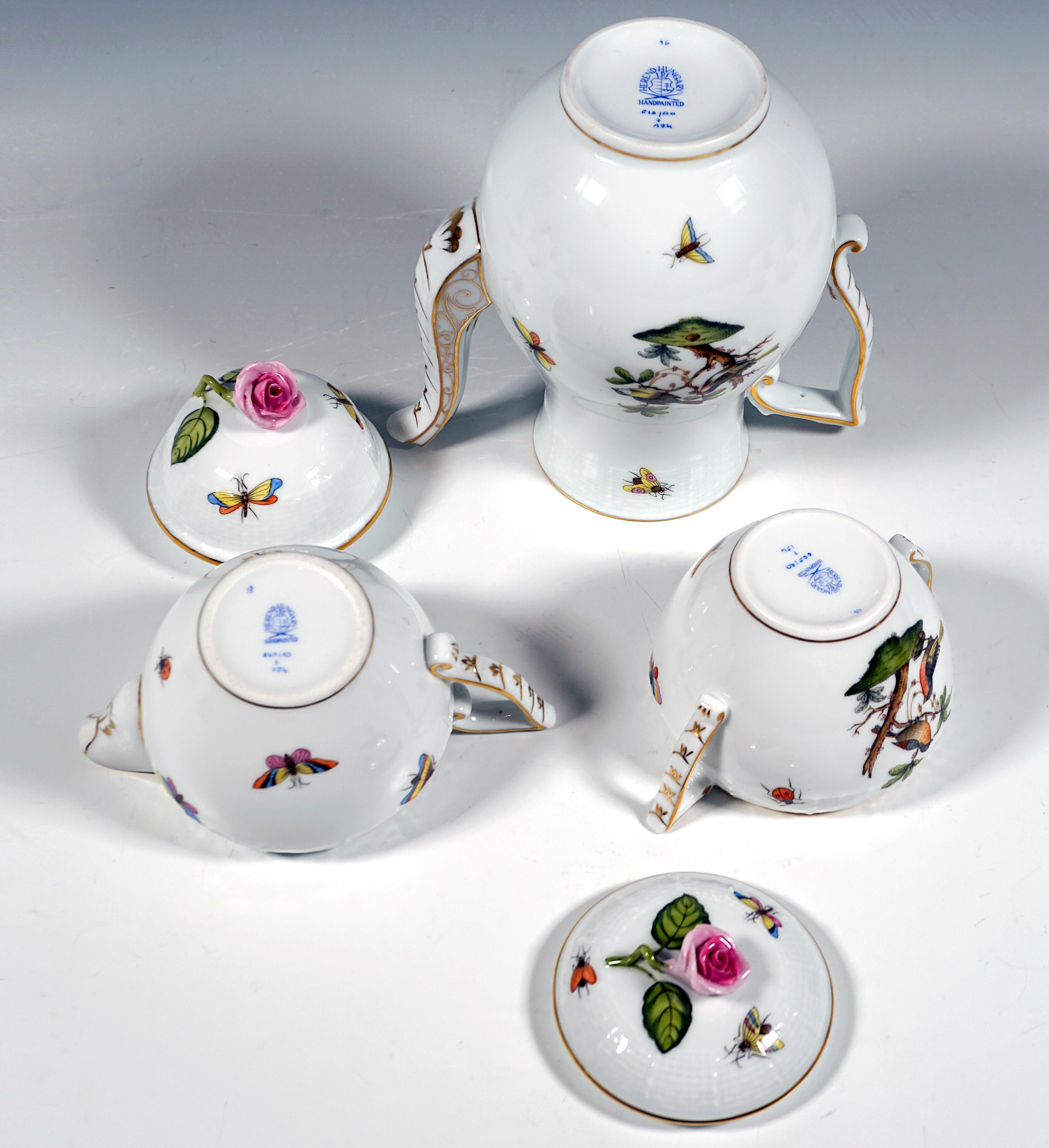 Rothschild Oiseaux Juego de café y postre para 12 personas Herend Hungría S. XX Otro en venta