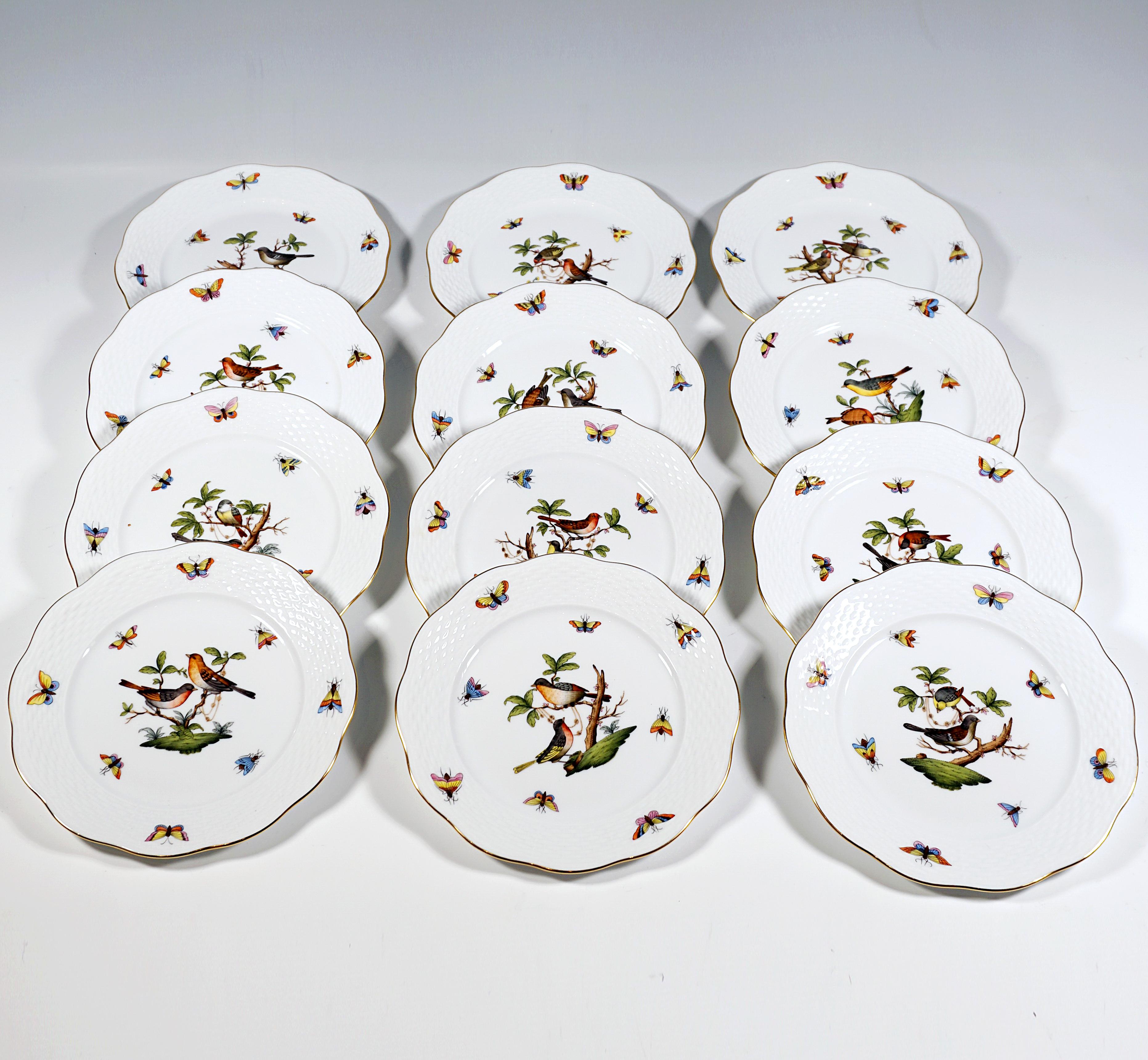 Rothschild Oiseaux Juego de café y postre para 12 personas Herend Hungría S. XX en Bueno estado para la venta en Vienna, AT