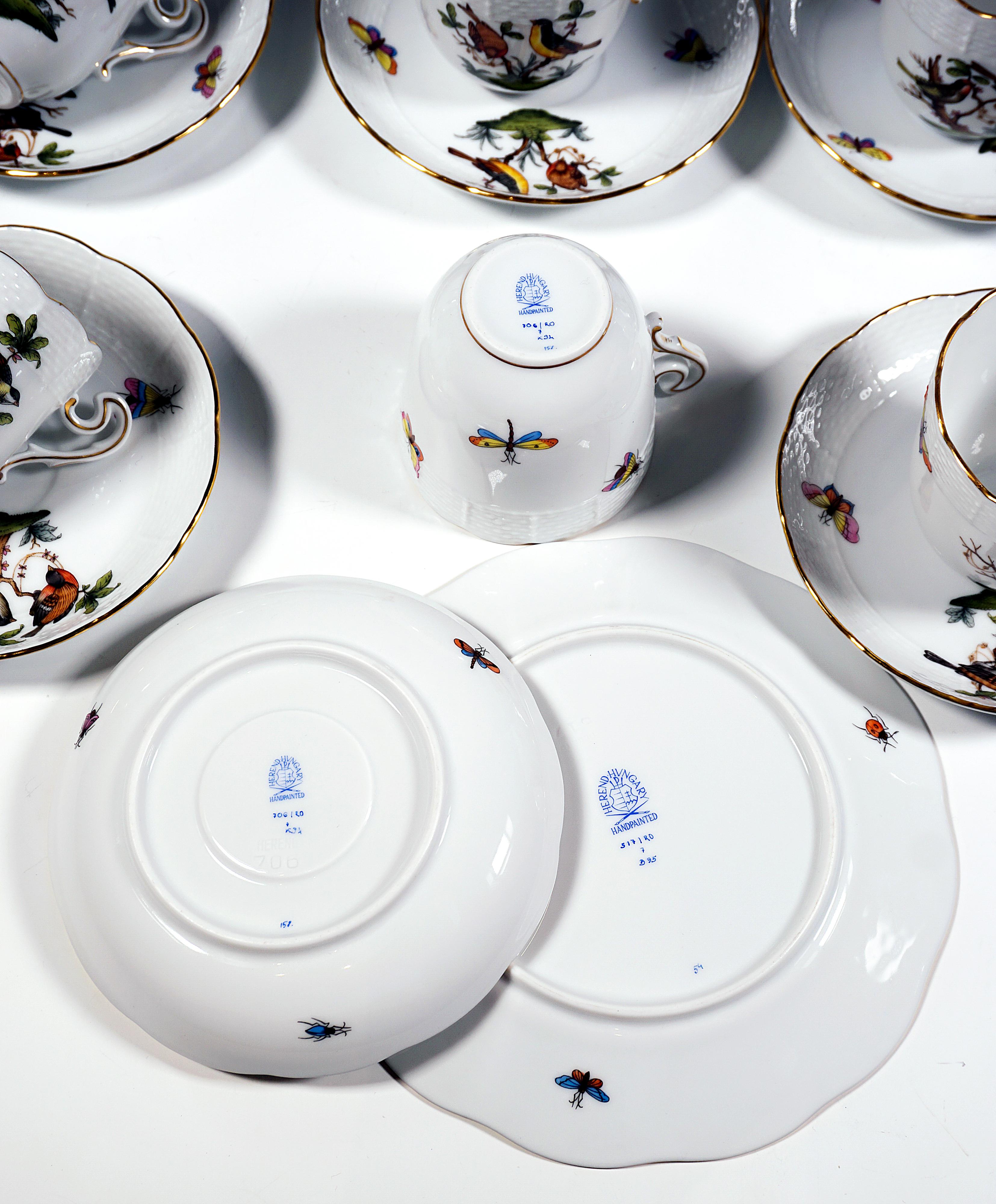 Rothschild Oiseaux Juego de café y postre para 12 personas Herend Hungría S. XX siglo XX en venta