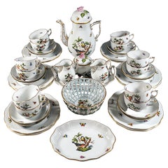 Rothschild Oiseaux Coffee & Dessert Set For 12 Persons Herend Hungary, 20th C