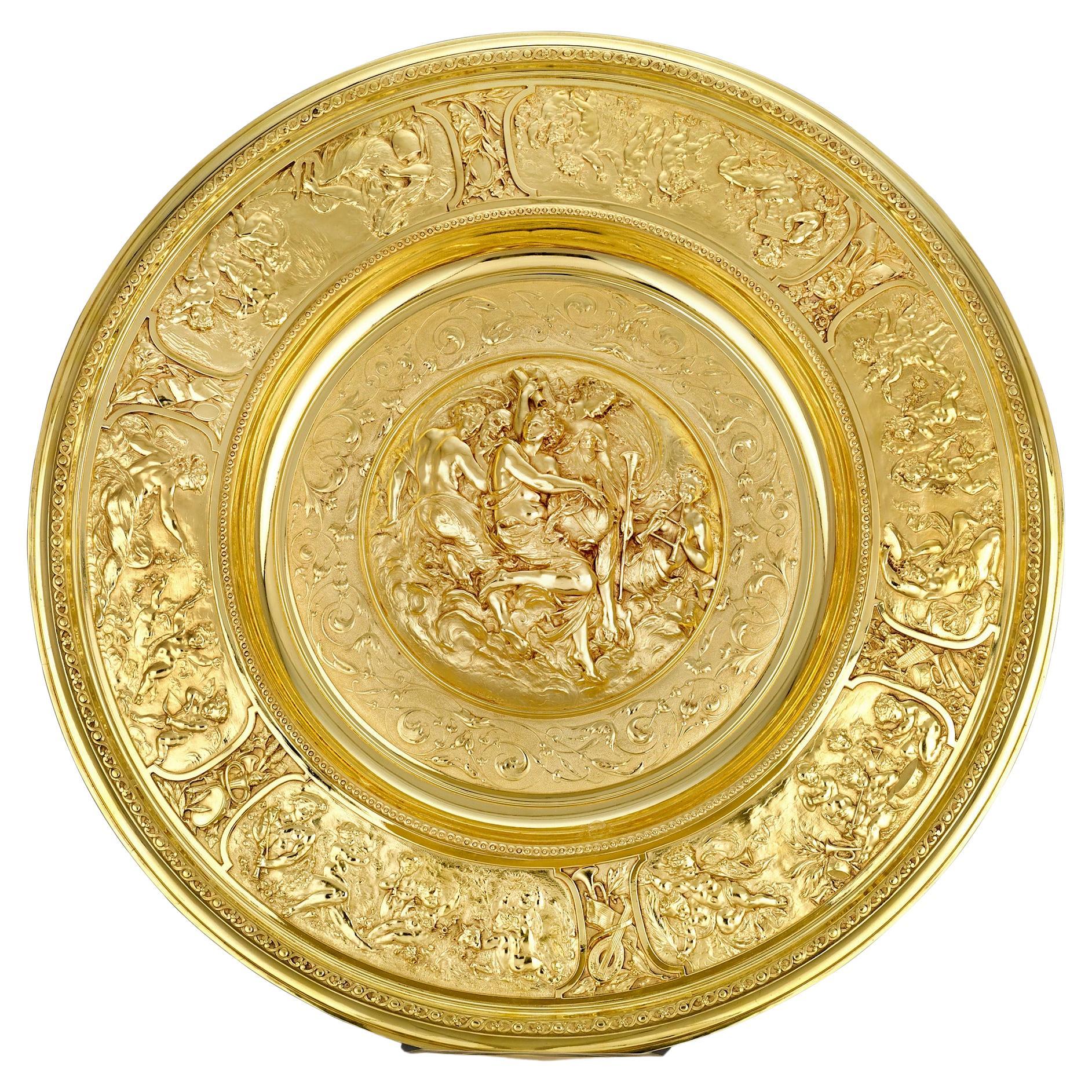 Bandeja de plata dorada "Poesía" Rothschild de Elkington & Co.