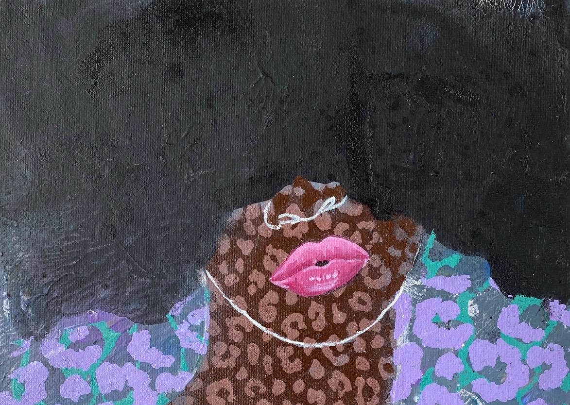 Afro Crown 1 - 21° secolo, Espressionista , Ritratto figurativo, Capelli umani - Painting di Rotimi Godwin