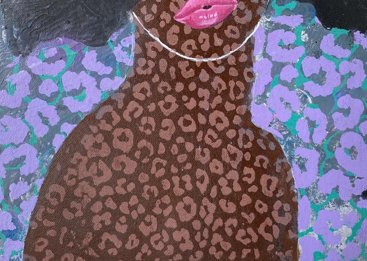 Afro Crown 1 - 21° secolo, Espressionista , Ritratto figurativo, Capelli umani - Figurative Painting Nero di Rotimi Godwin
