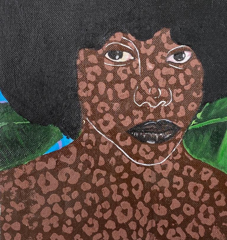Sguardo audace 1 - Figurative Painting Nero di Rotimi Godwin