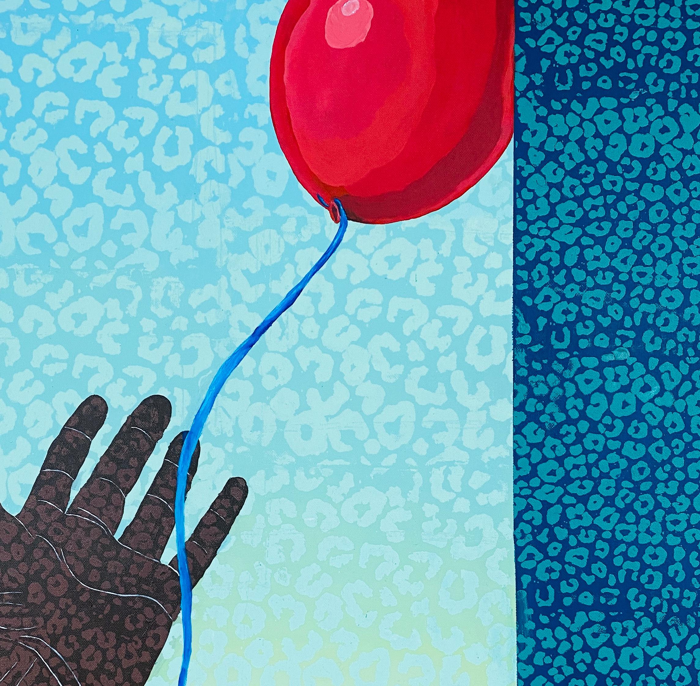 Heart Ascension (To That I Once Loved) - 21. Jahrhundert, Expressionist, Ballon (Blau), Figurative Painting, von Rotimi Godwin