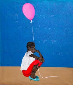 In The Stillness of Thoughts -21st Century, Expressionist Modern, Child, Balloon