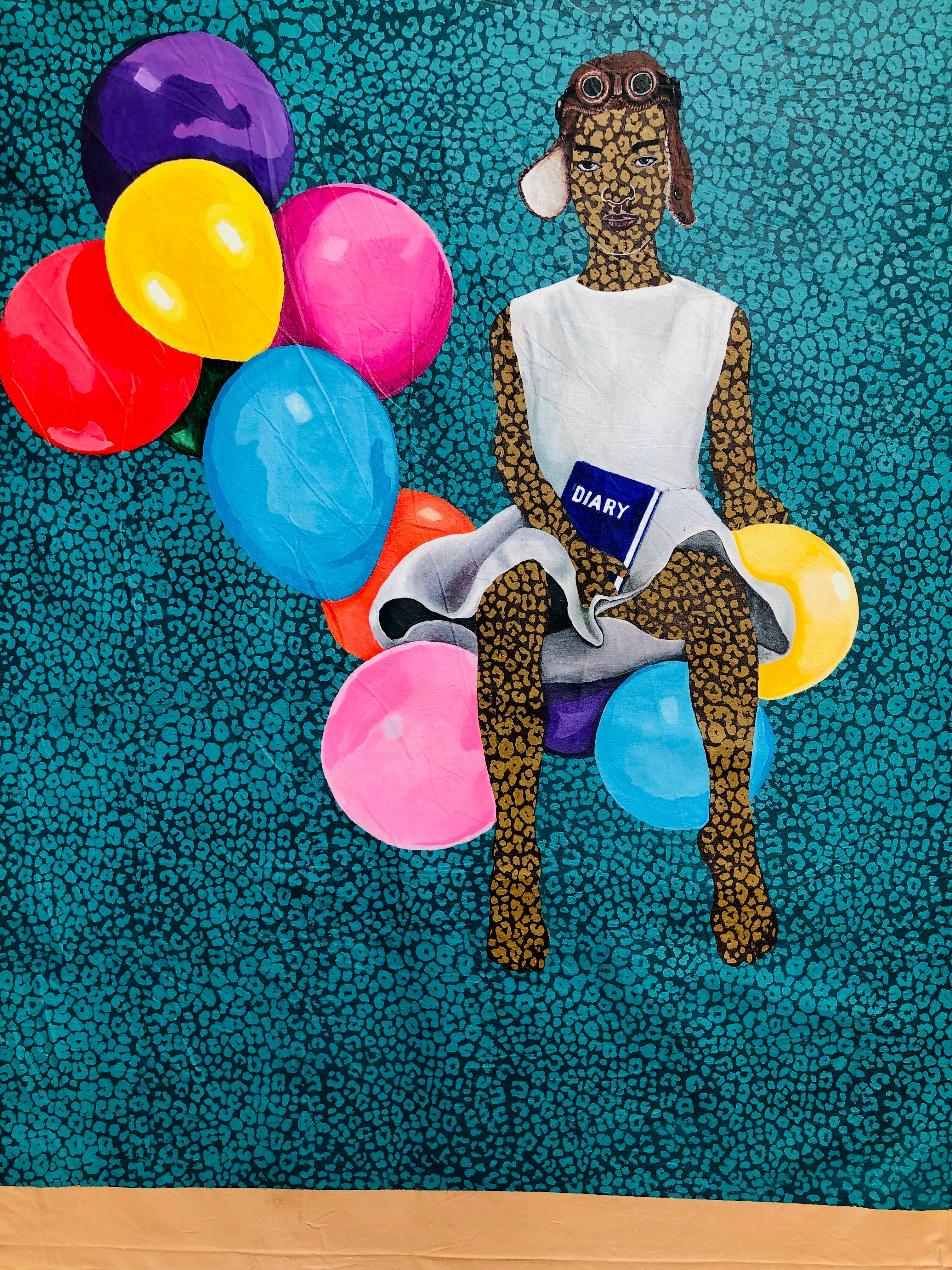 Journeying With Thoughts -21st Century, Expressionist, Figurative Modern Balloon