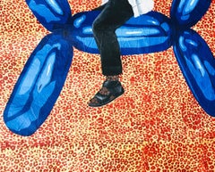 Up Up and Away With Fido -21st Century, Expressionist Modern, Child, Balloon
