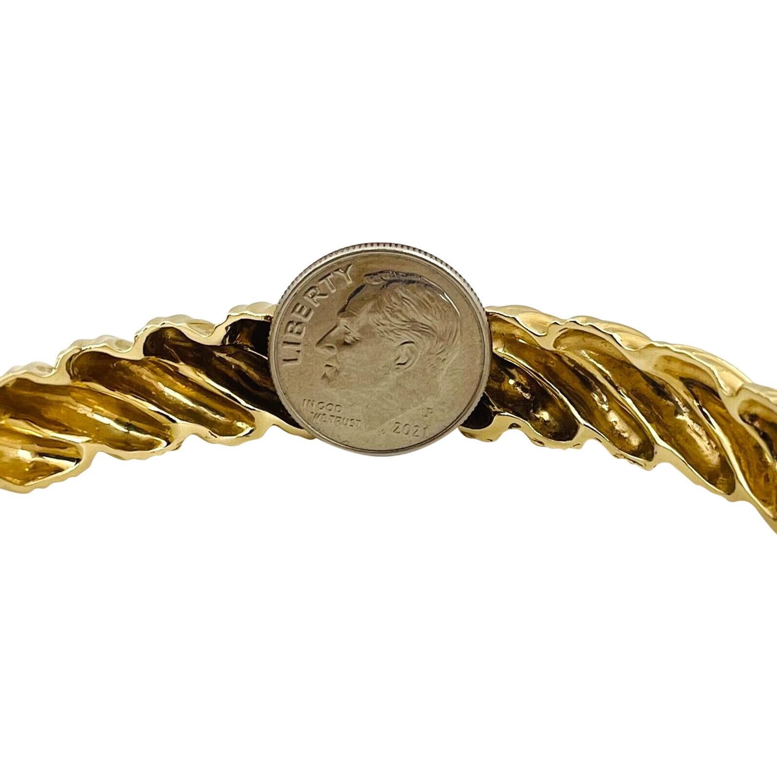 Women's or Men's Rotkel 14 Karat Yellow Gold Solid Heavy Ribbed Bangle Bracelet For Sale