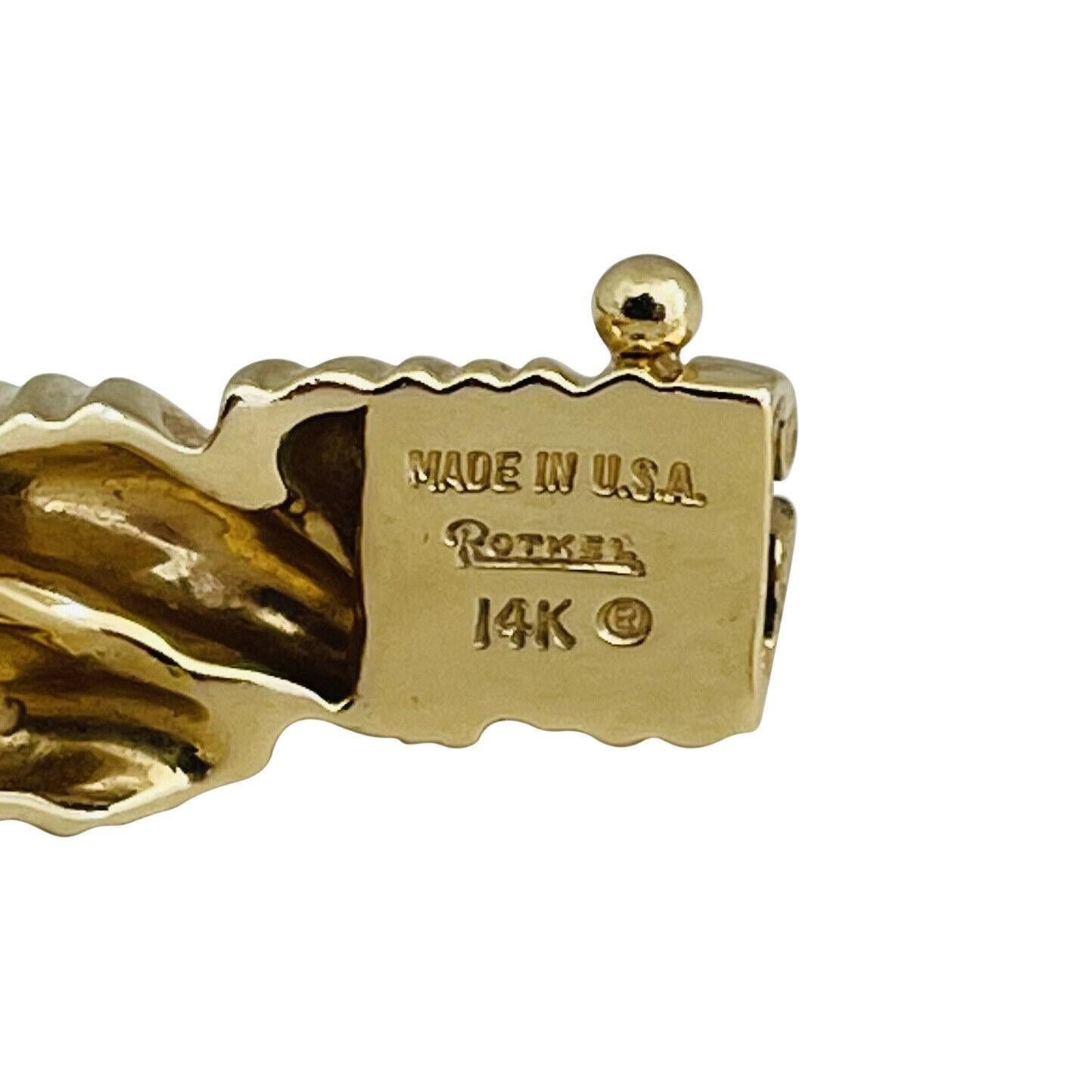 Rotkel 14 Karat Yellow Gold Solid Heavy Ribbed Bangle Bracelet For Sale 1