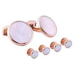 Rotondo Guilloche Stud Set with Rose Gold Plated Stainless Steel