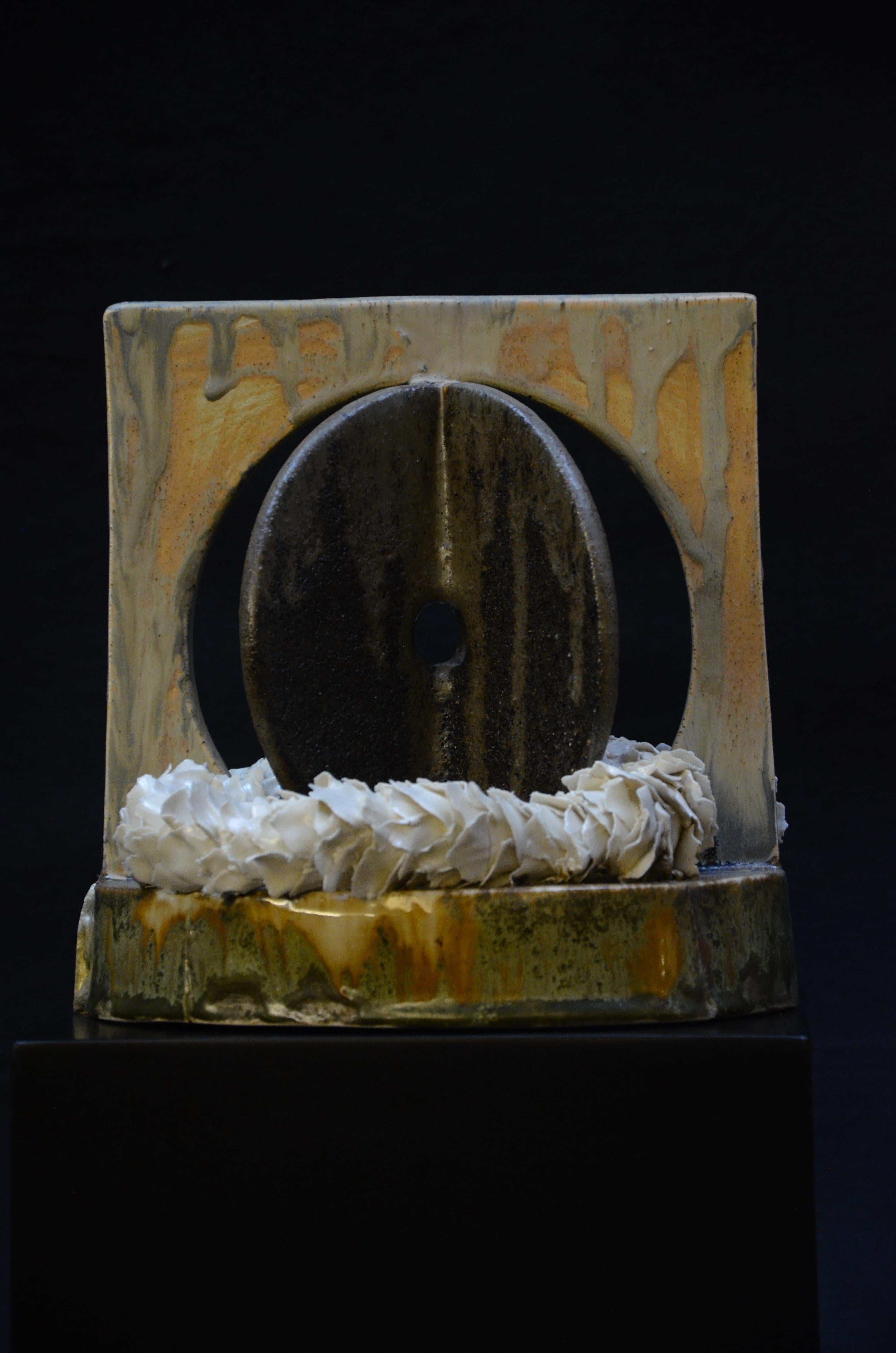 Rotten castle 4 sculpture by Vica Ceramica
Materials: High temp. Ceramic, Polished Cement base. 
Dimensions: D 25 x H 25 cm 

VICA CERÁMICA-STUDIO is a design and sculpture studio established in Mexico City
Vica's Mexican pottery is divided