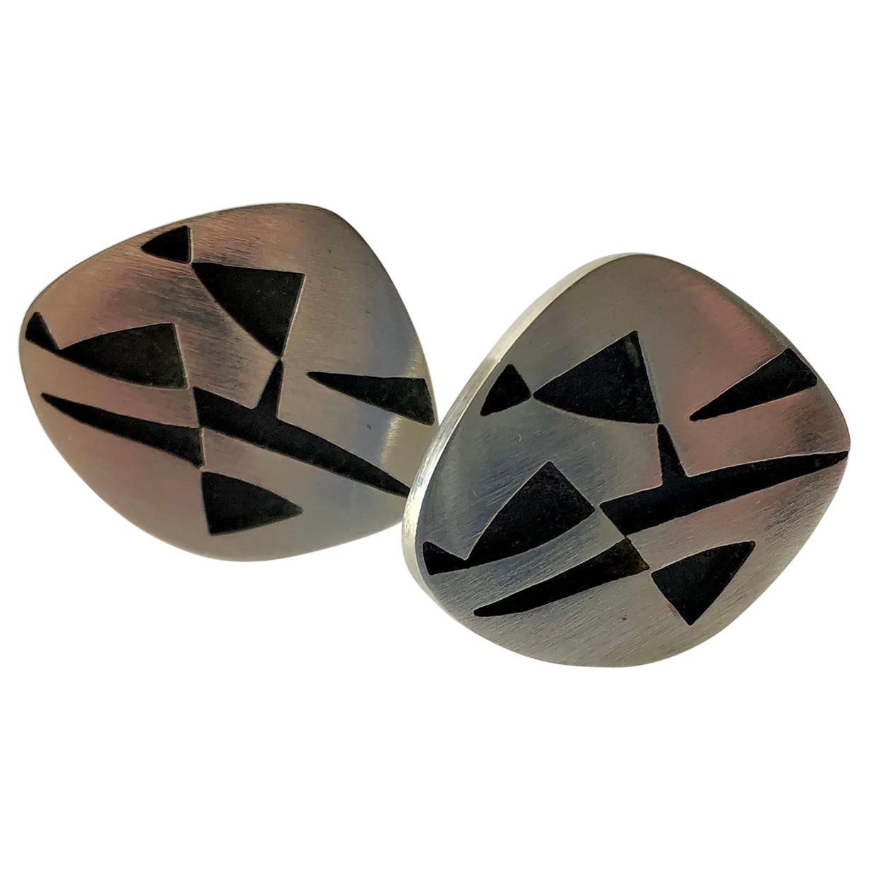 Rotter Sterling Silver Geometric Abstract American Modernist Cufflinks