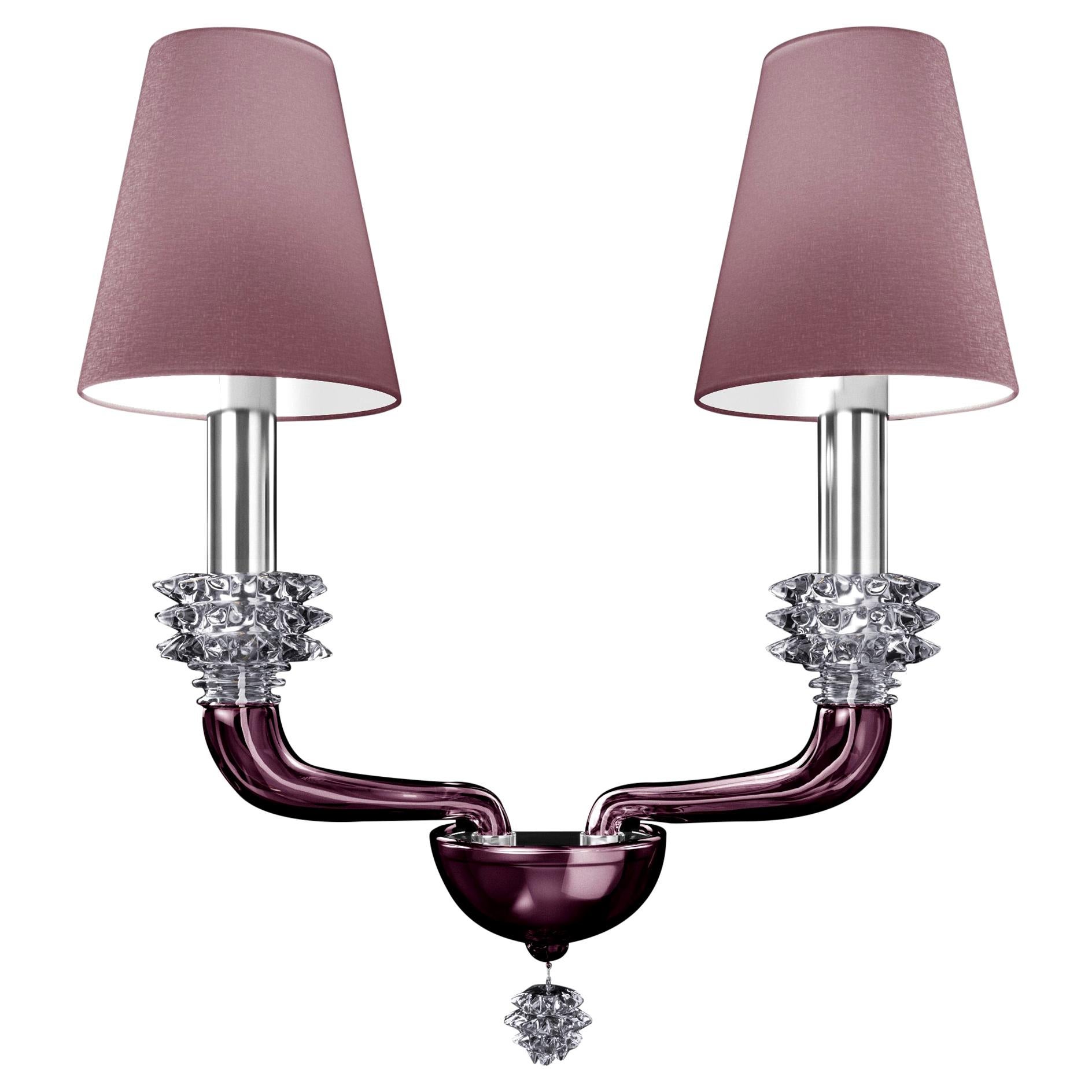 Purple (Violet_VI) Rotterdam 5563 02 Wall Sconce in Glass with Pink Shade, by Barovier&Toso