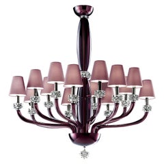 Rotterdam 5563 14 Chandelier in Glass with Pink Shade, by Barovier&Toso