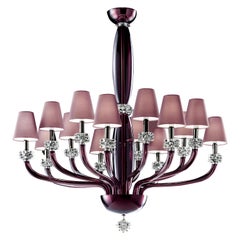 Lustre Rotterdam 5563 14 en verre avec abat-jour rose:: par Barovier&Toso