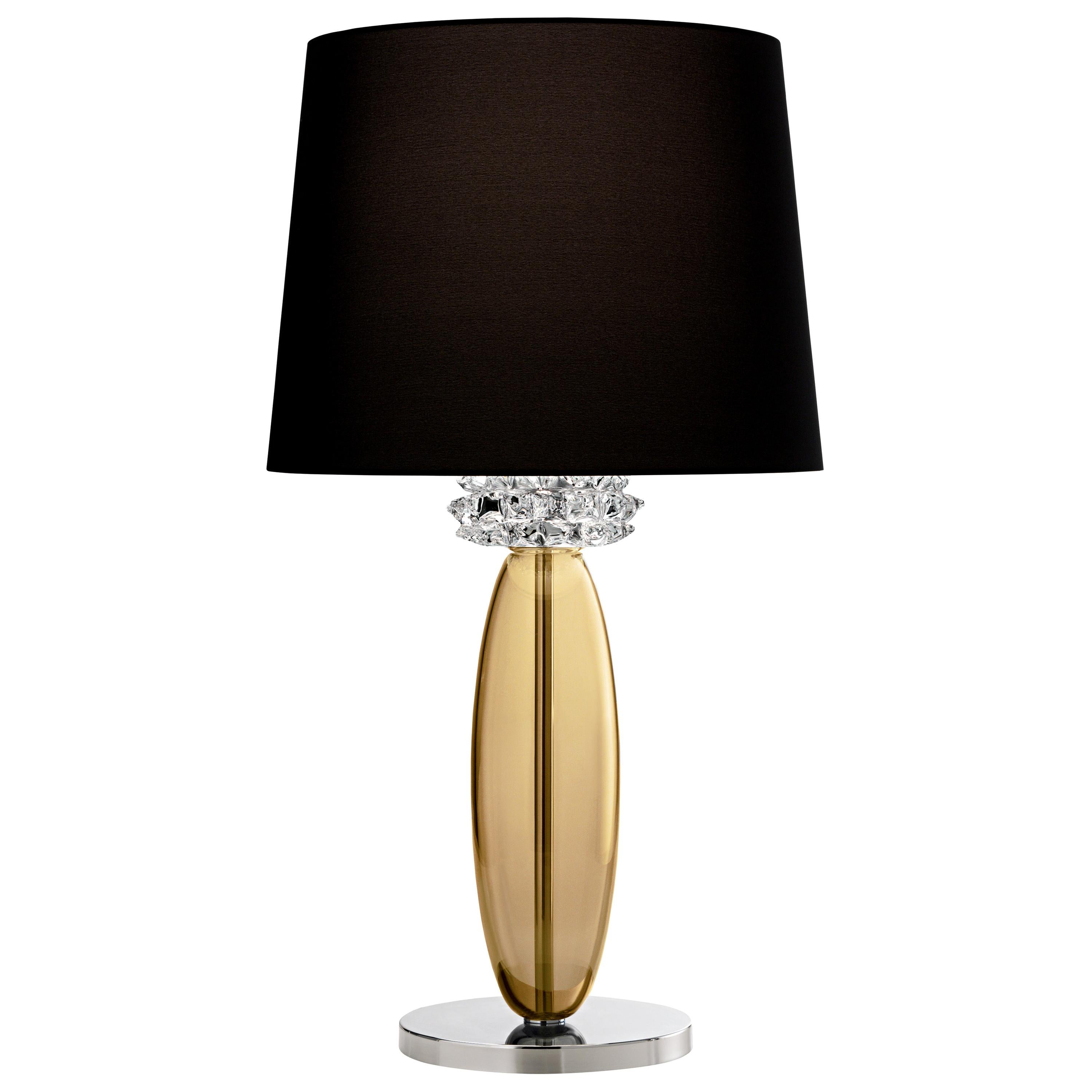 Orange (Caramel_CA) Rotterdam 5565 Table Lamp in Glass with Black Shade, by Barovier&Toso