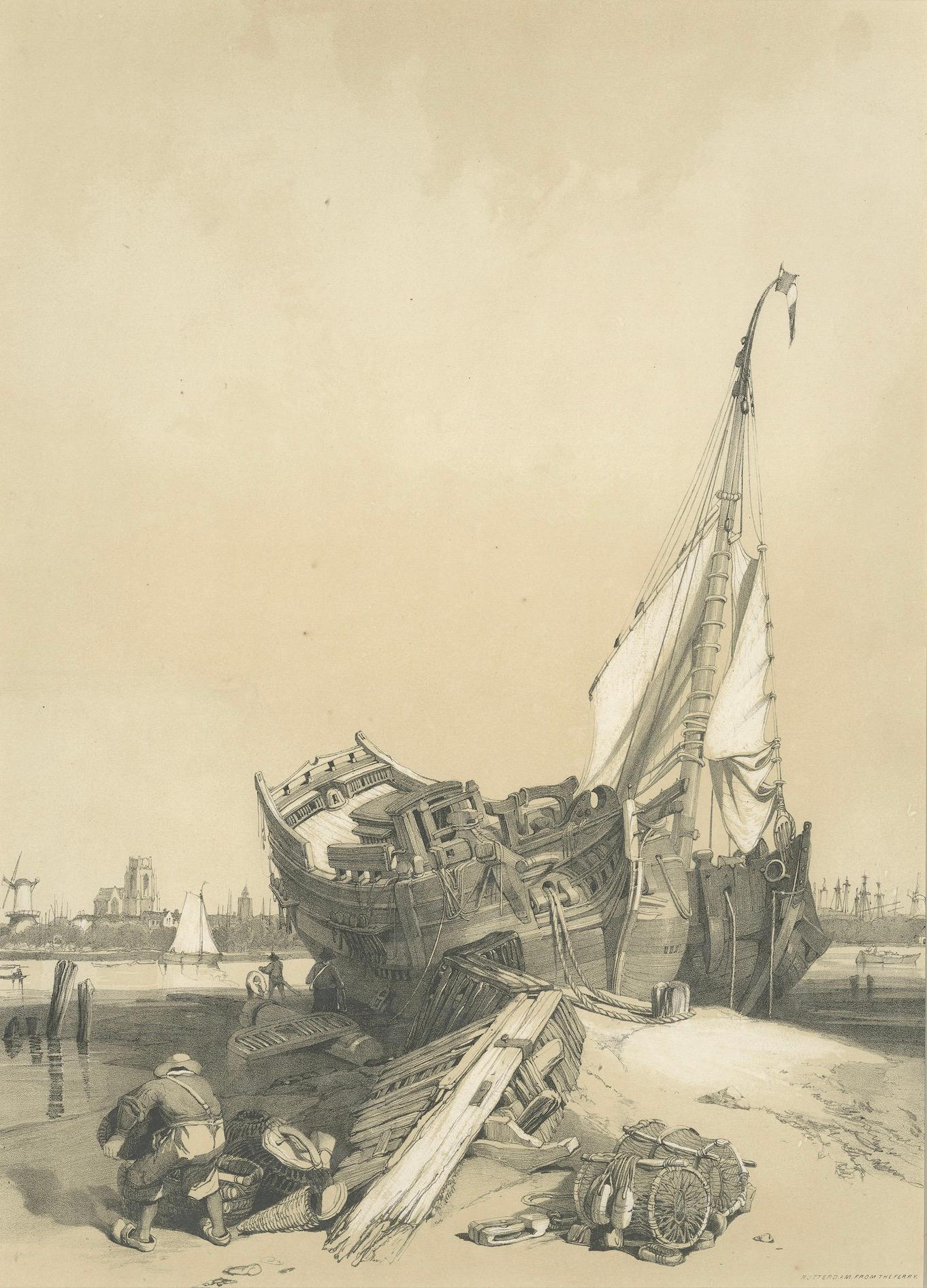 Rotterdam from the Ferry – Stanfield Sketches, Boys after Stanfield, 1833