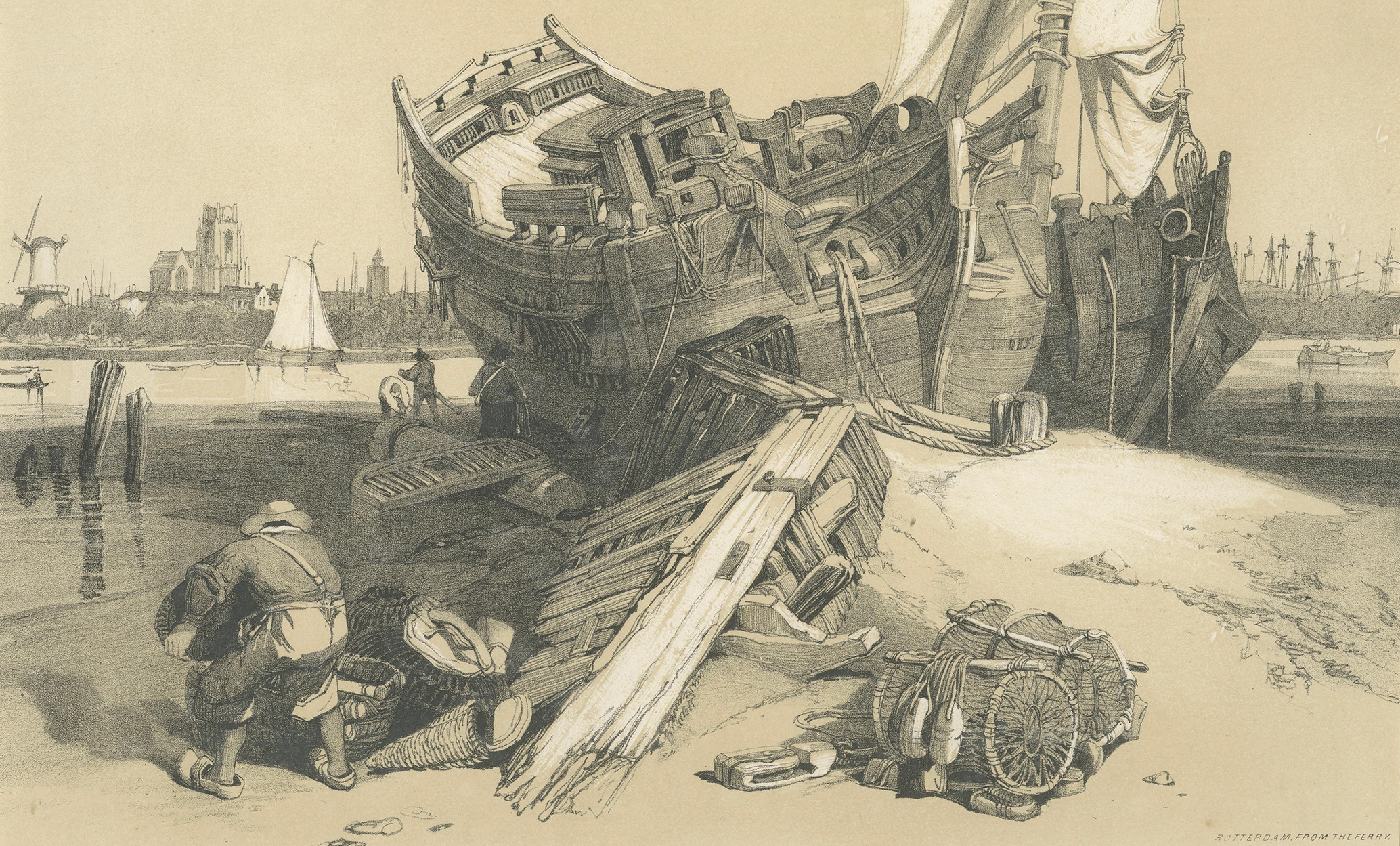 Rotterdam from the Ferry – Stanfield Sketches, Boys after Stanfield, 1833