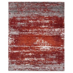 Rou Hand Knotted Modern Silk Rug in Red and Black & White Colours by Hands