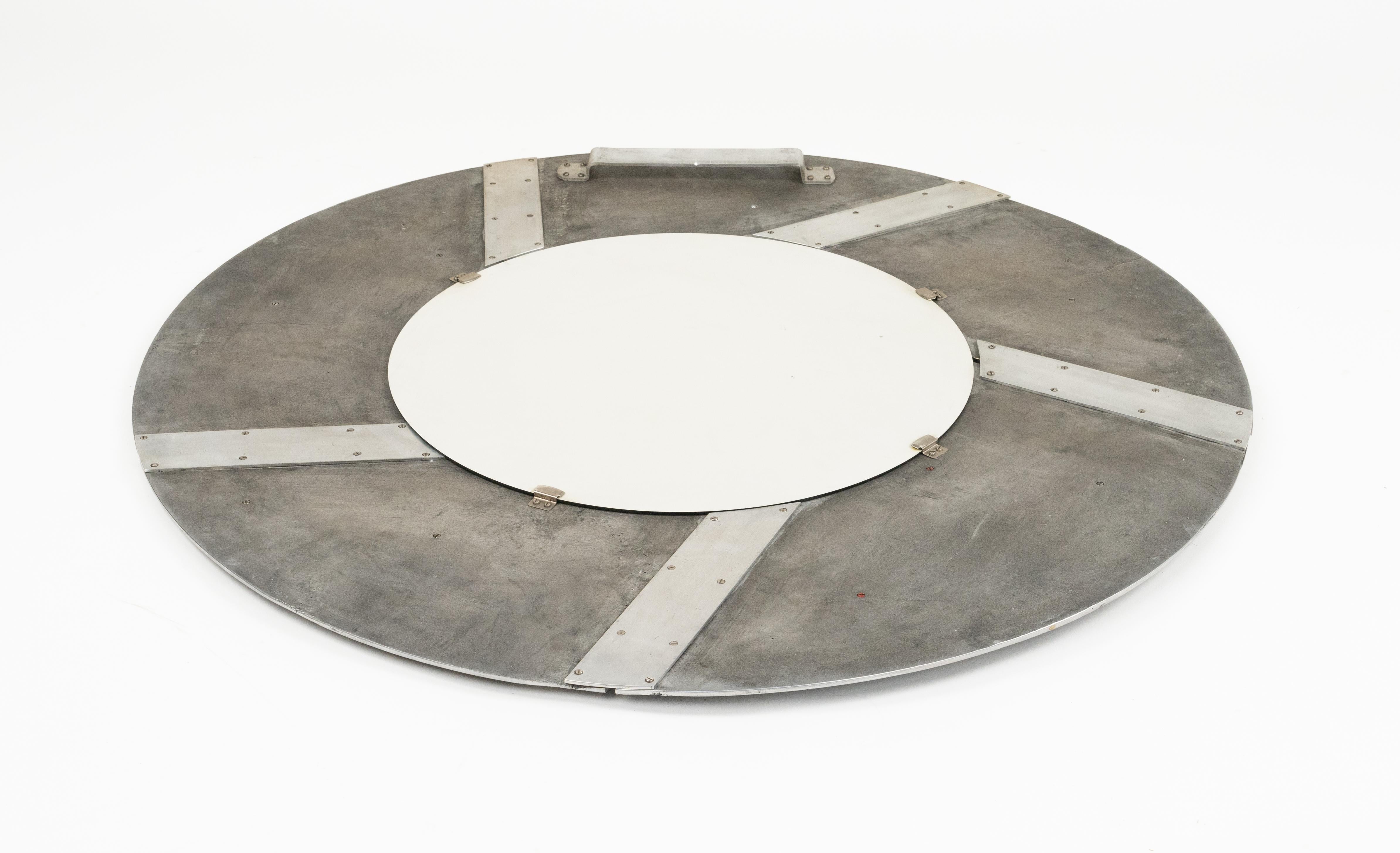 Round Wall Mirror in Aluminum and steel by Bianca Garinei for Banci, Italy 1970s For Sale 5