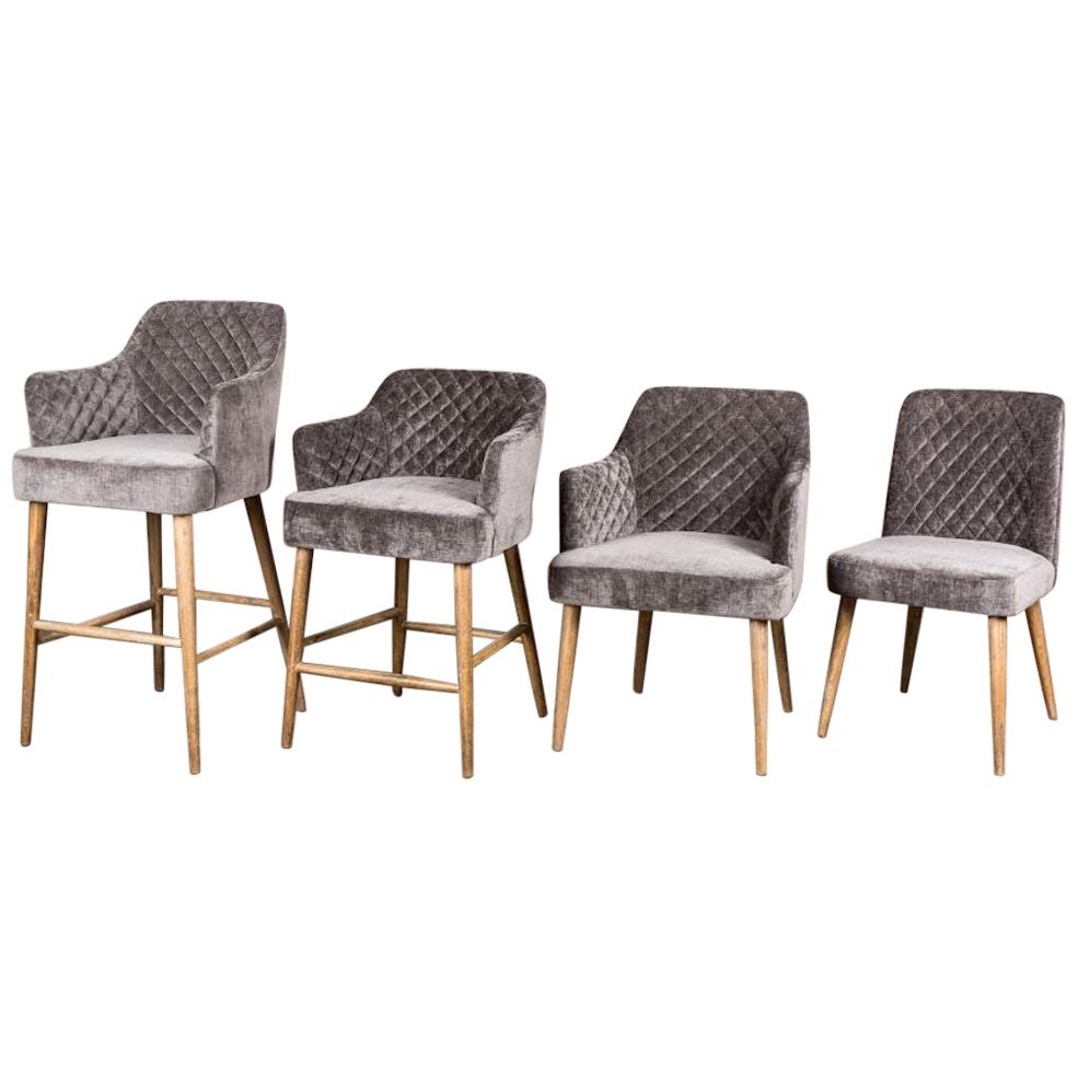 Rouen Chenille Dining Chairs, 20th Century For Sale