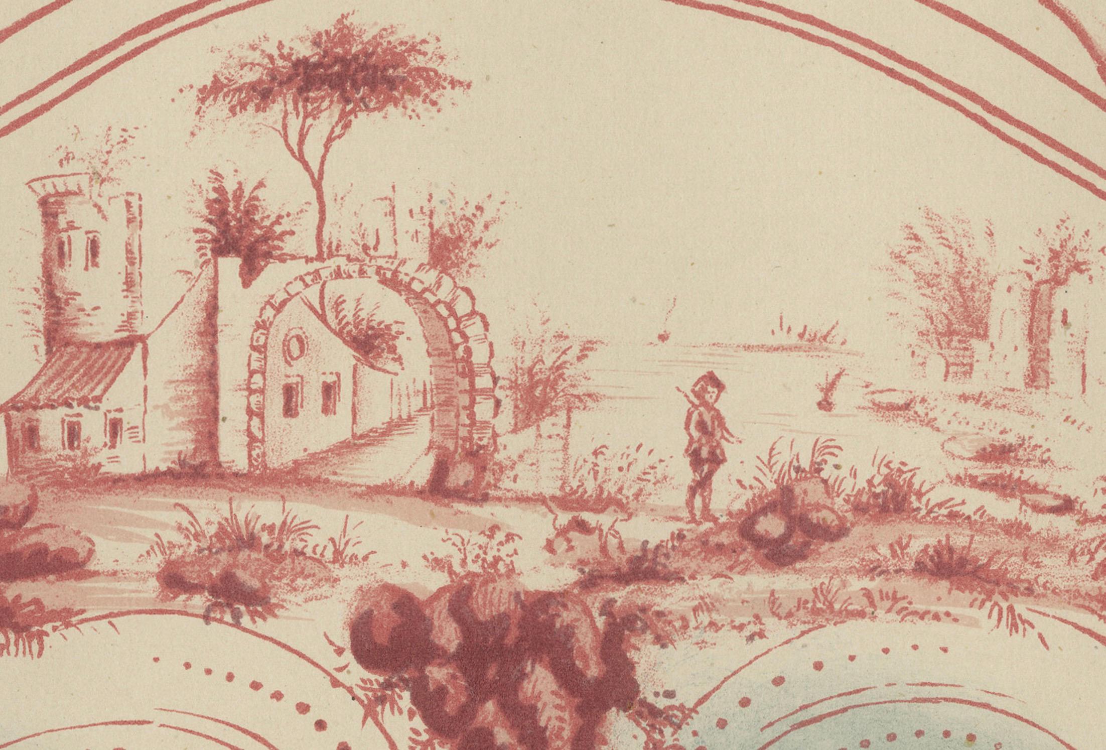 Paper Rouen Jardinière in Ceramic: A Glimpse of Pastoral Serenity, 1874 For Sale