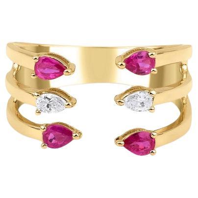 0.55ct Diamond And Ruby Claw Ring For Sale
