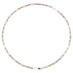 0,59 Karat Diamant und Rubin Papierclip-Halskette