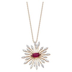 0.97ct Ruby And Diamond Sun Necklace