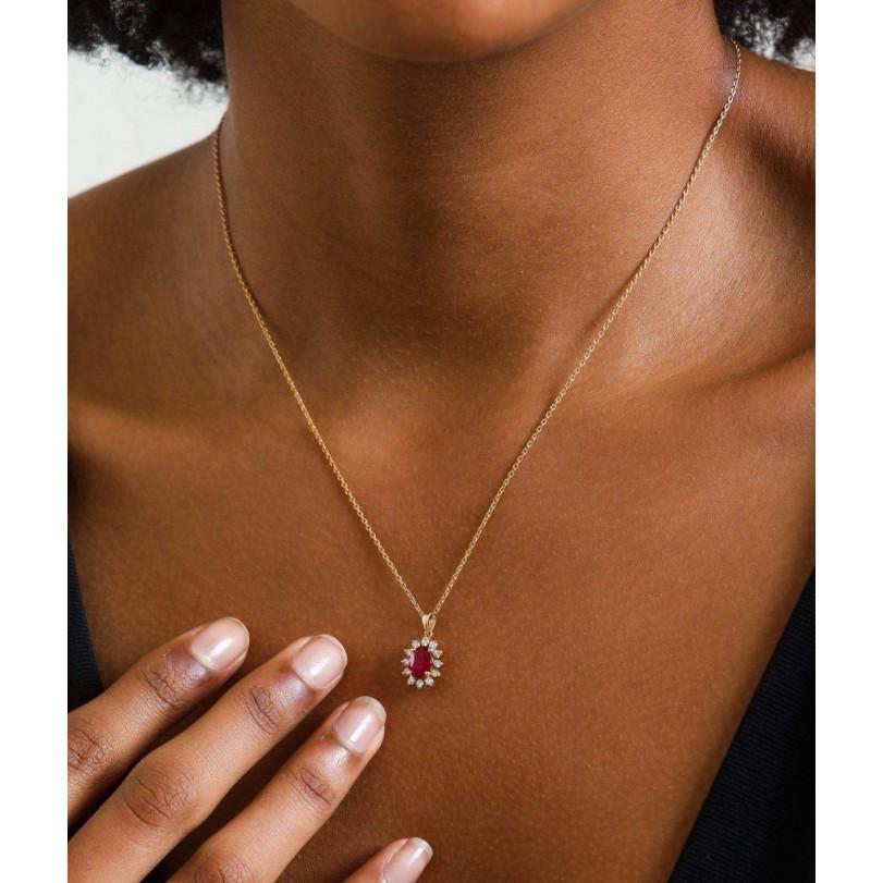 Modern 0.98ct Ruby And Diamond Necklace For Sale